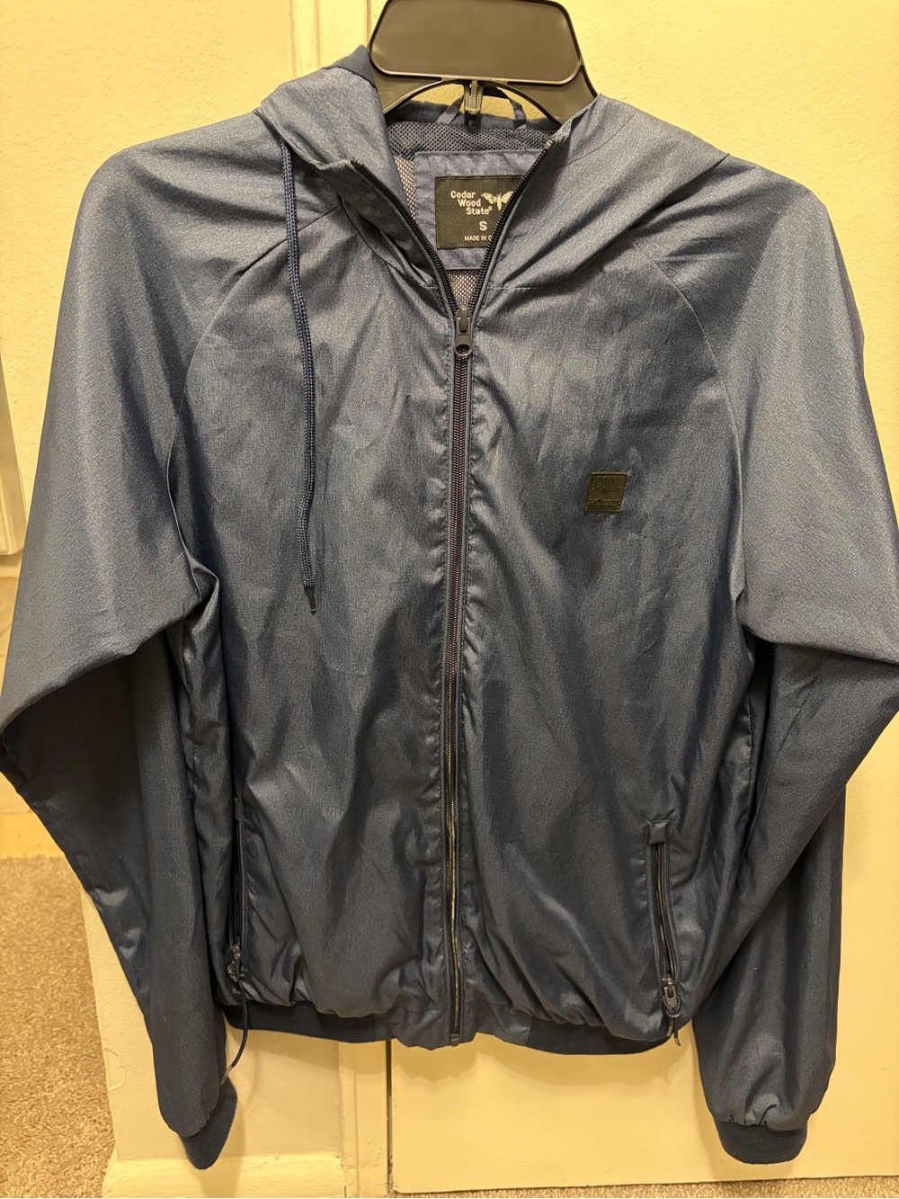 Men’s Navy Hooded Windbreaker Rain Jacket